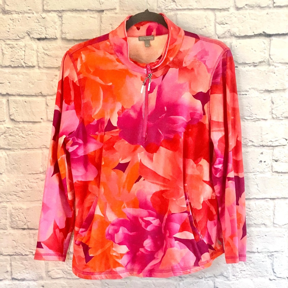 T BY TALBOTS 1/4 ZIP BRIGHT PULLOVER - LP